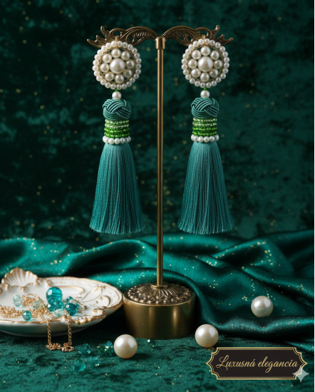 Háčkované  dizajnové náušnice "Luxusná elegancia"